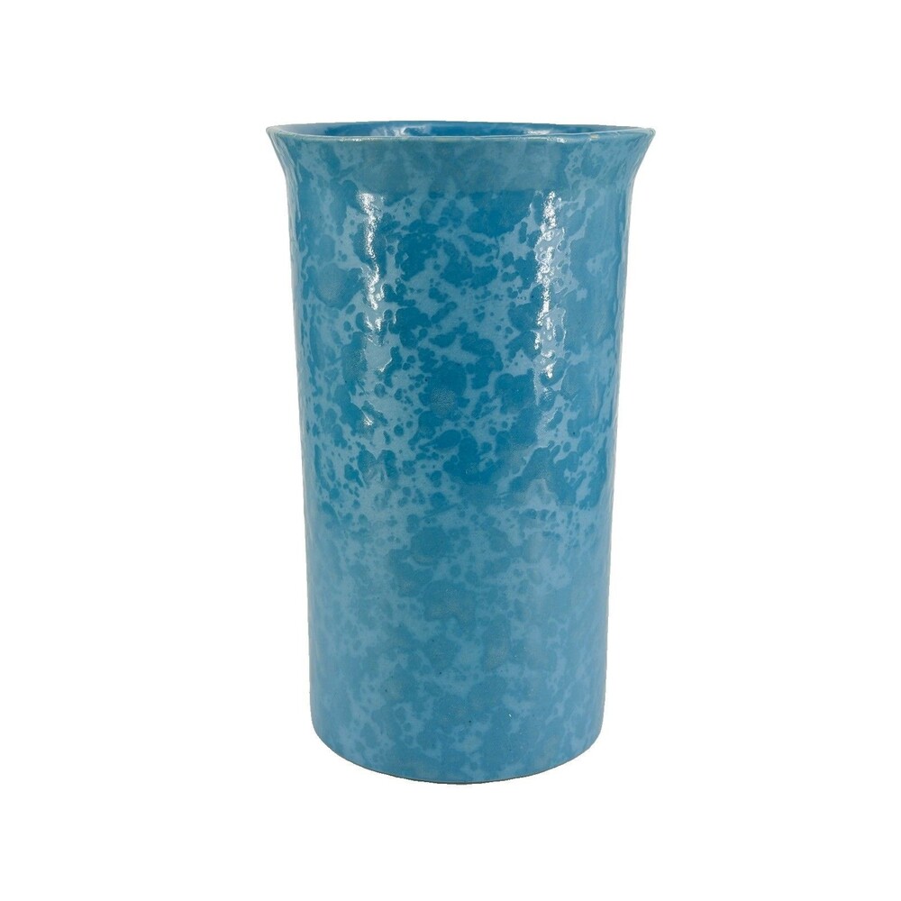 Bennington Potters Utensil Crock Vase 1398 DG Agate Blue Spongeware Blue on Blue